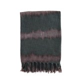 THROW WITH FRINGES ANTHRACITE PLUM 175 - BLANKETS, TOWELS